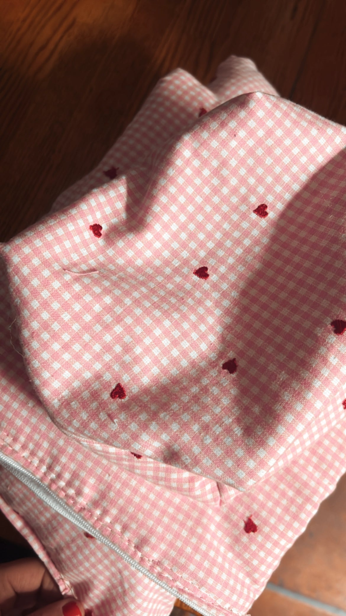 Heart Gingham Makeup Bag