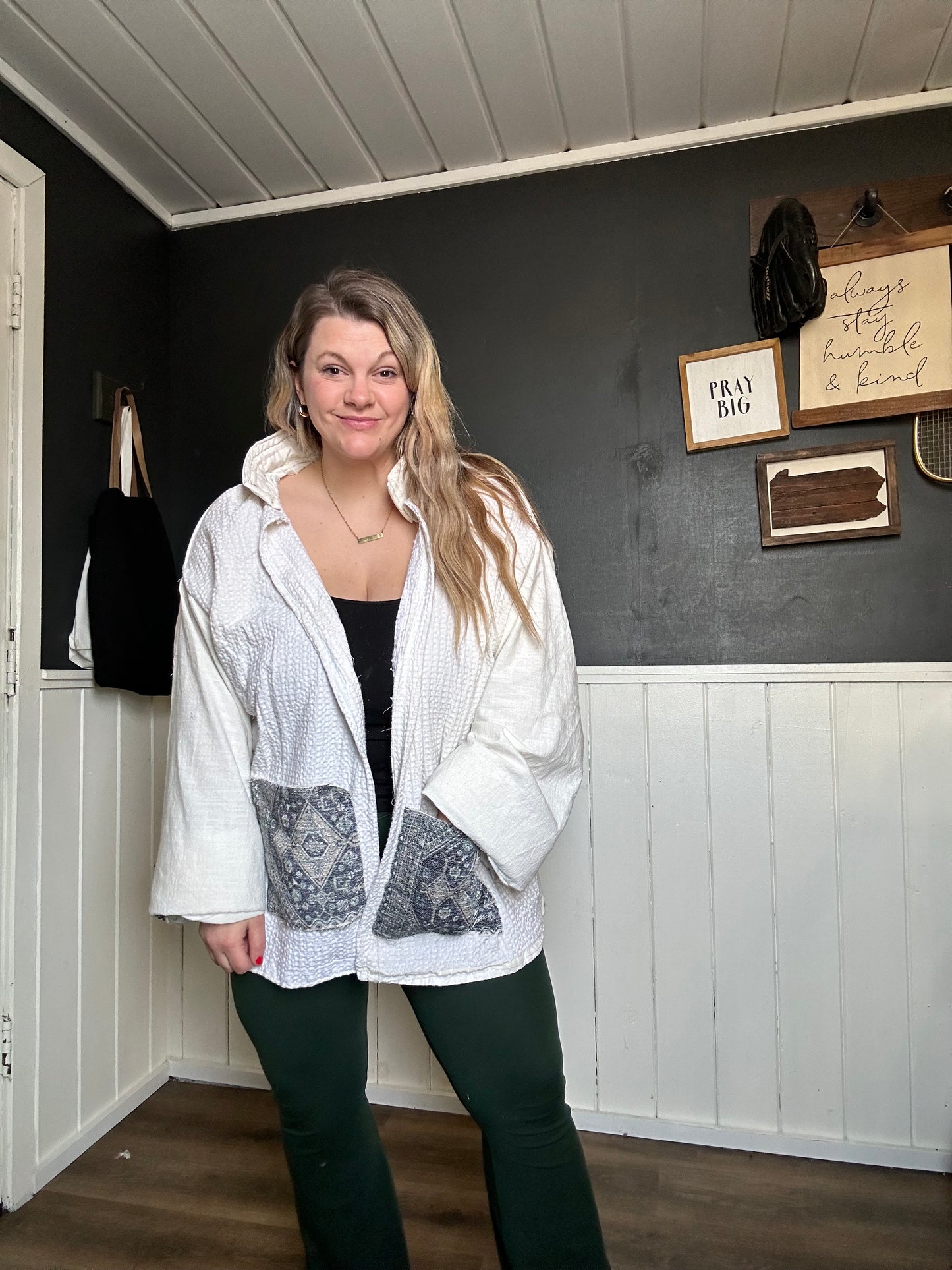 Quilted kimono jacket