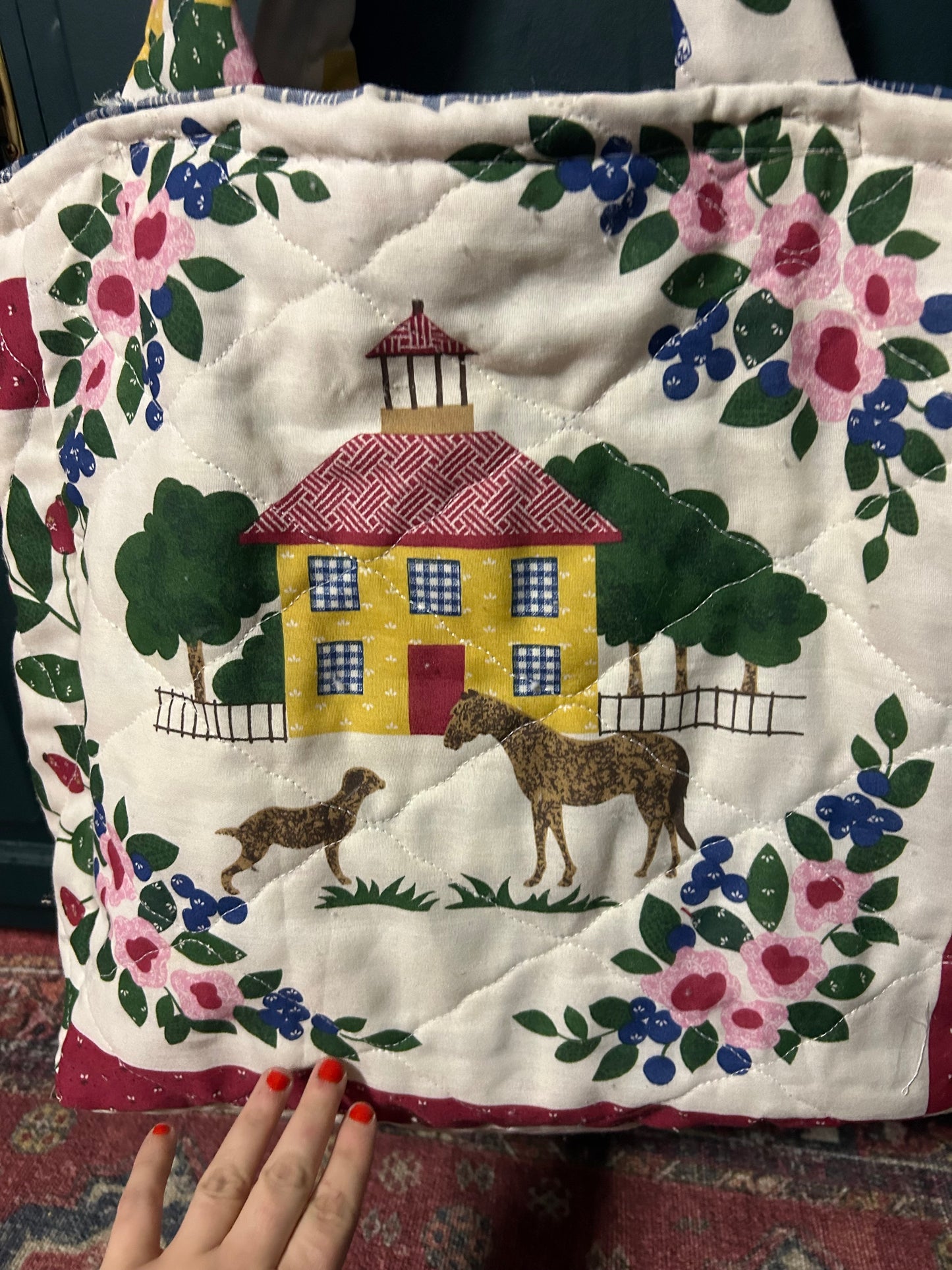 The schoolhouse quilted tote bag