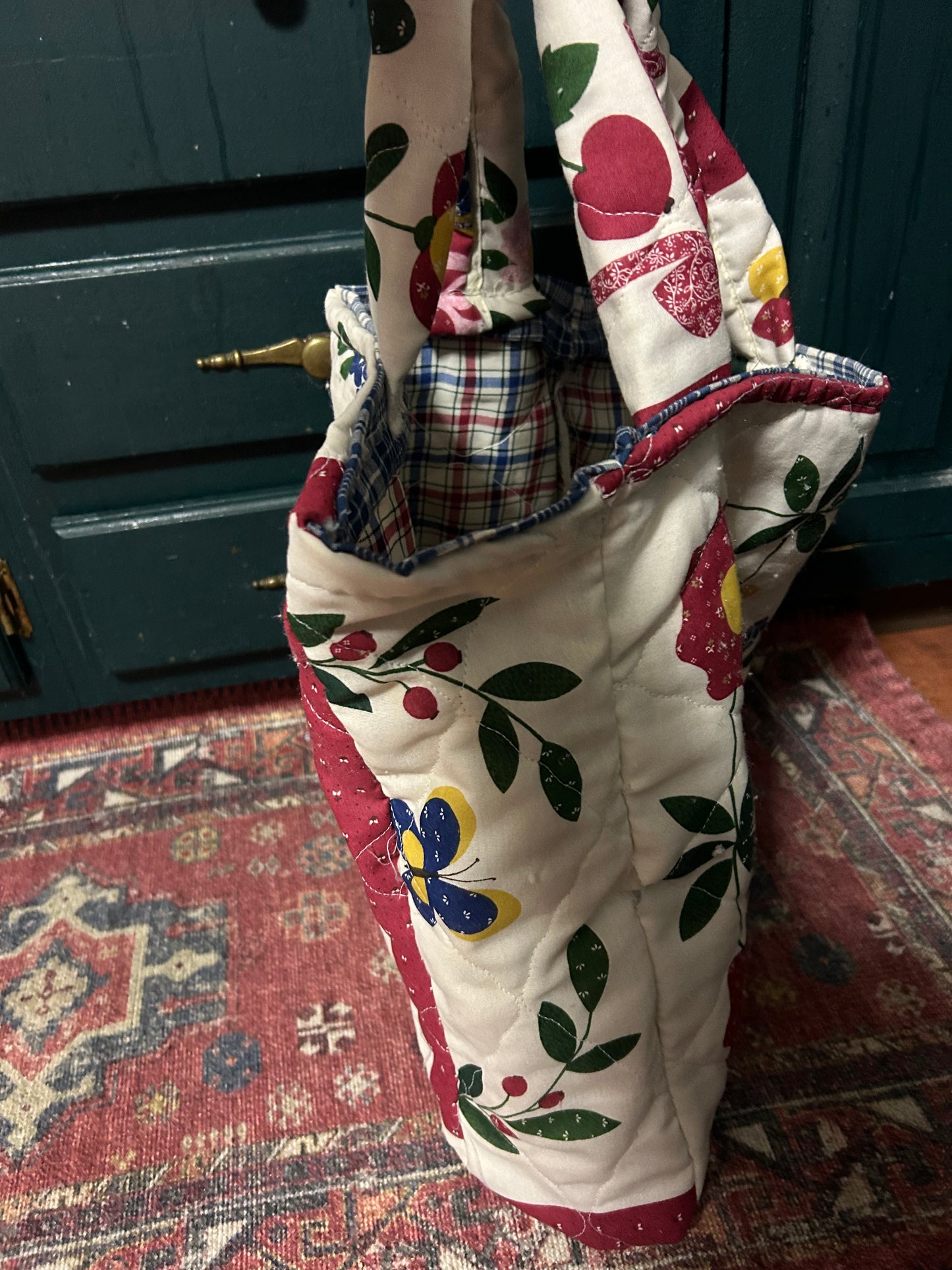 The schoolhouse quilted tote bag