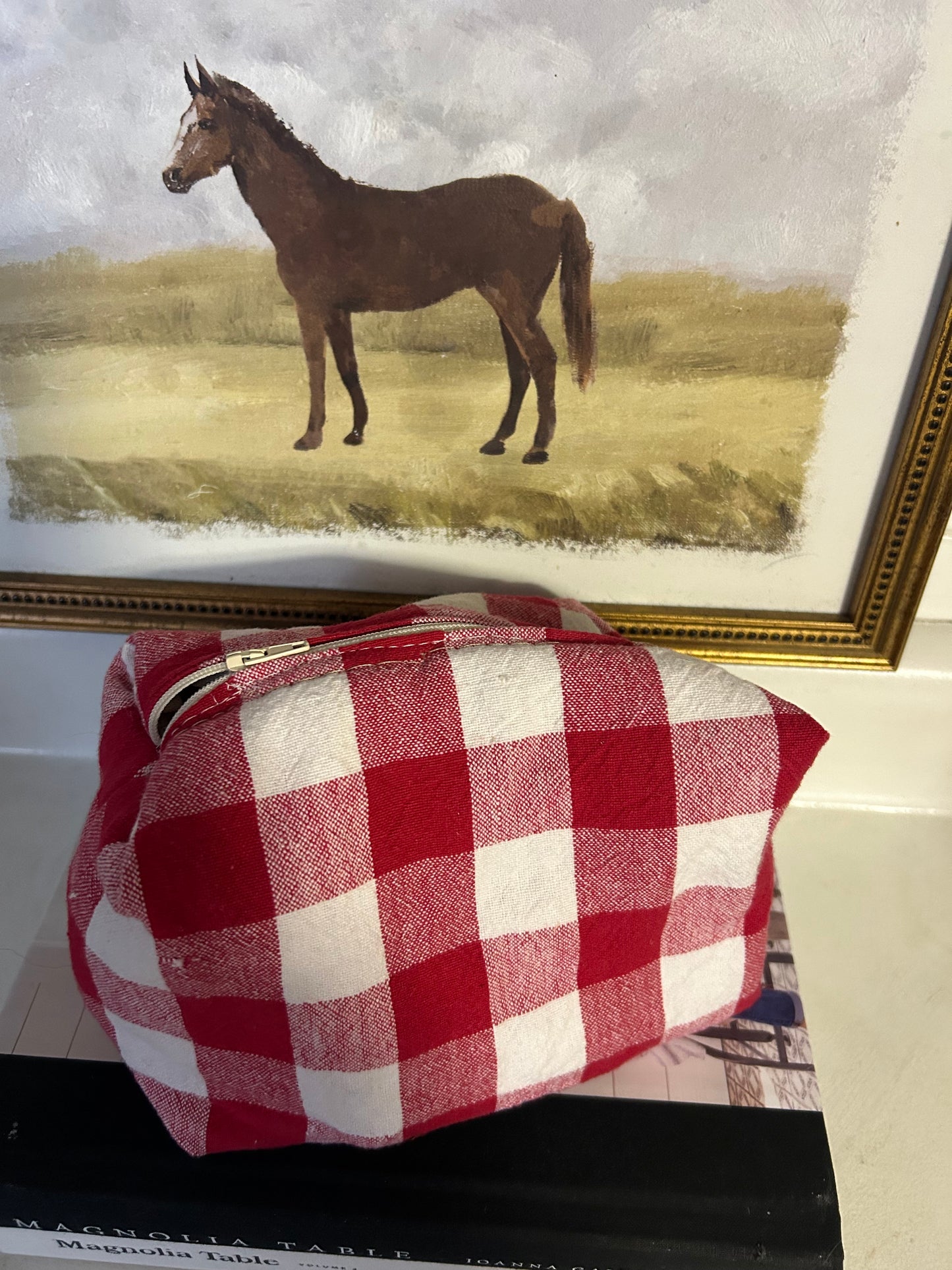 Red Gingham Mini Makeup Bag