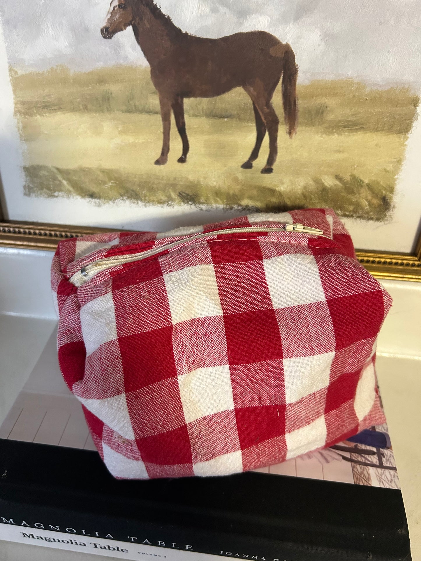Red Gingham Mini Makeup Bag