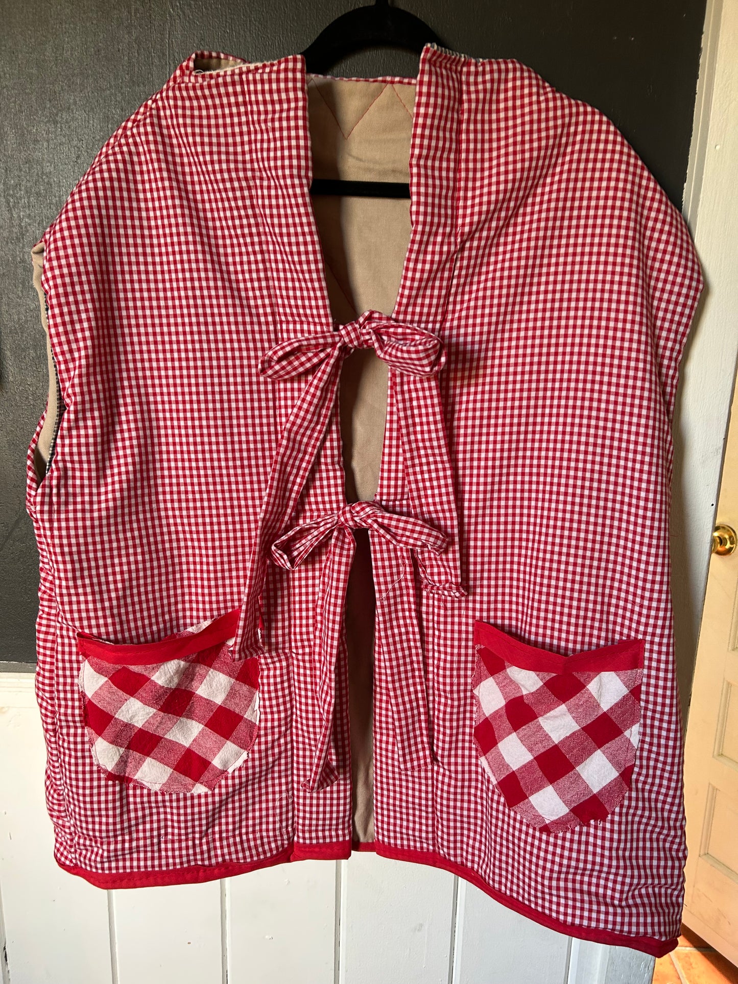 Red Gingham oversized vest