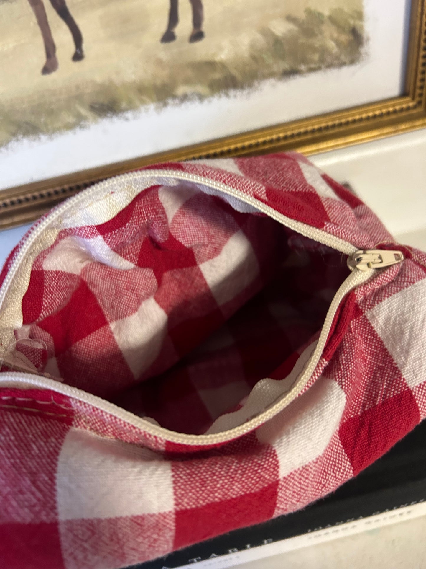 Red Gingham Mini Makeup Bag