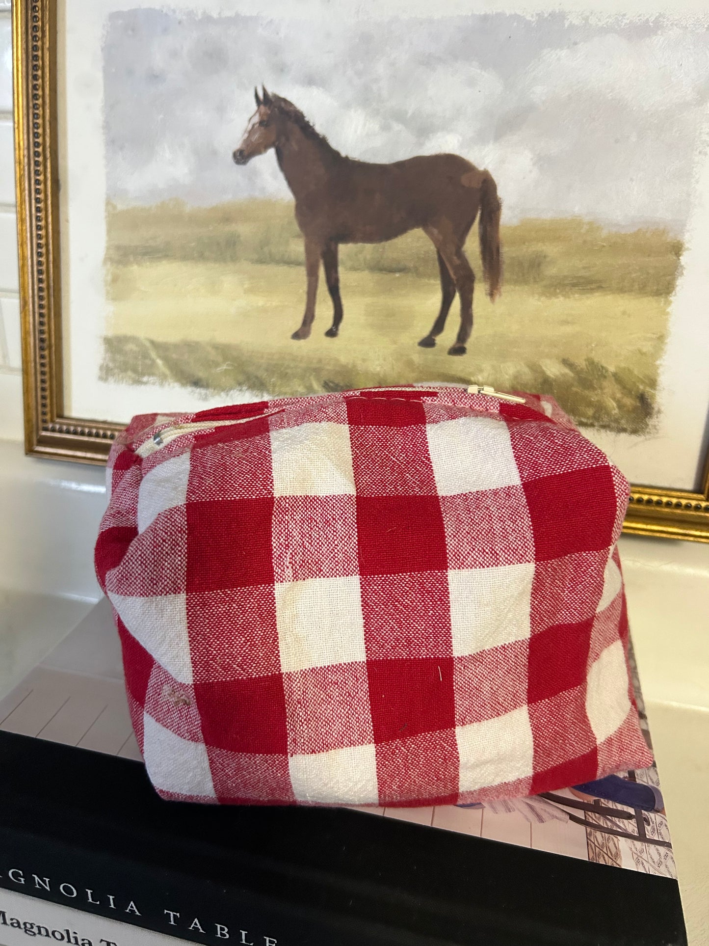 Red Gingham Mini Makeup Bag