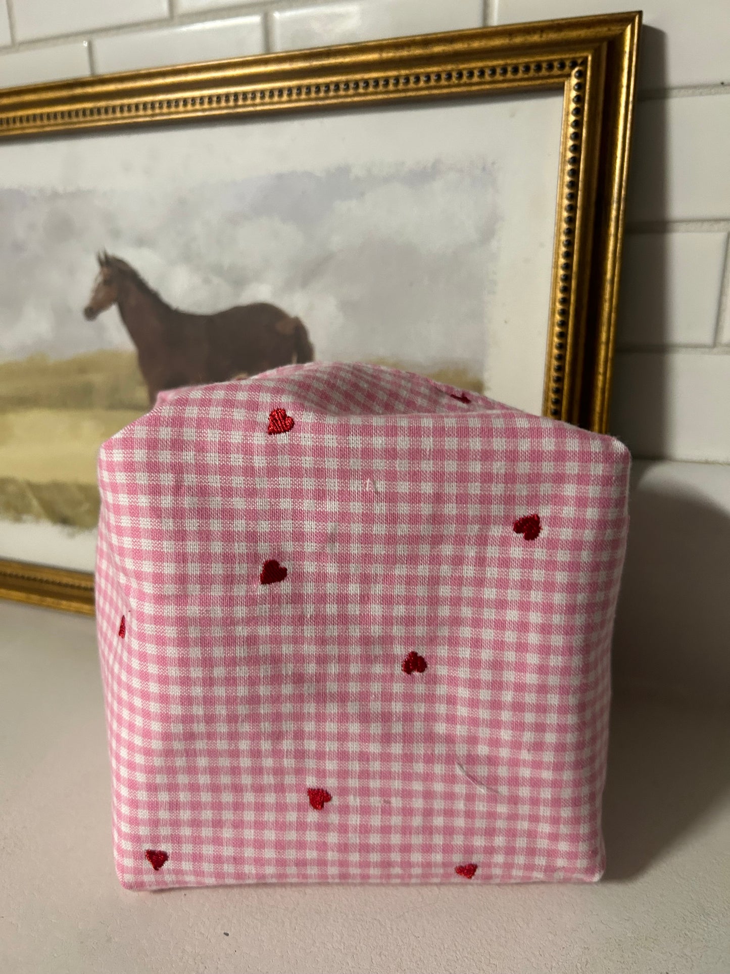 Heart Gingham Makeup Bag