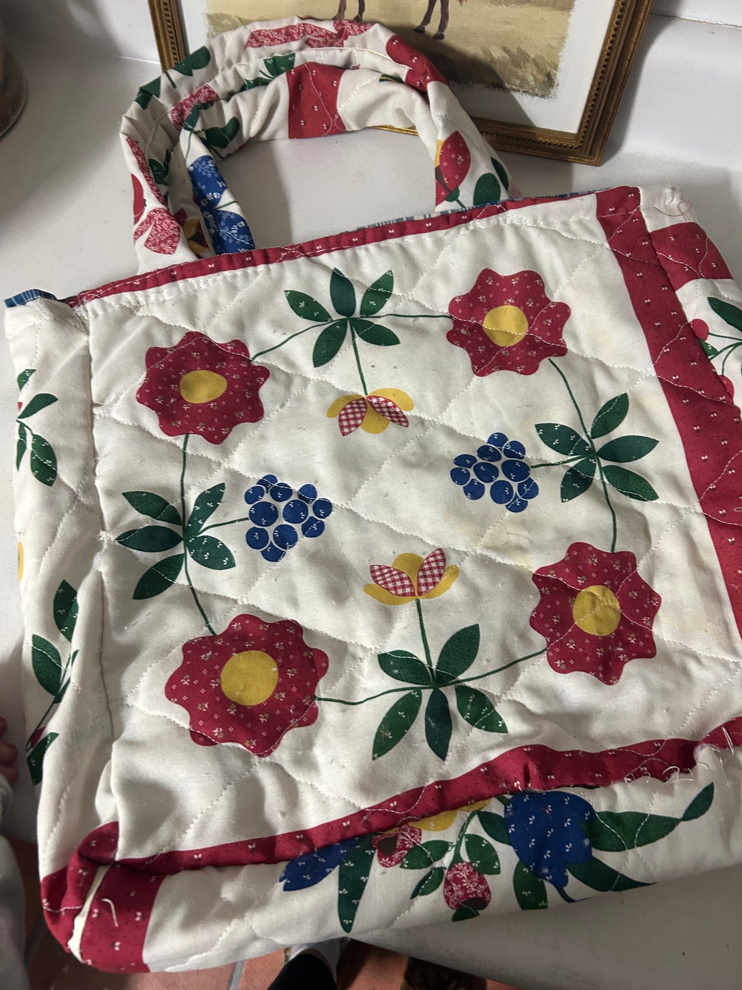 The schoolhouse quilted tote bag