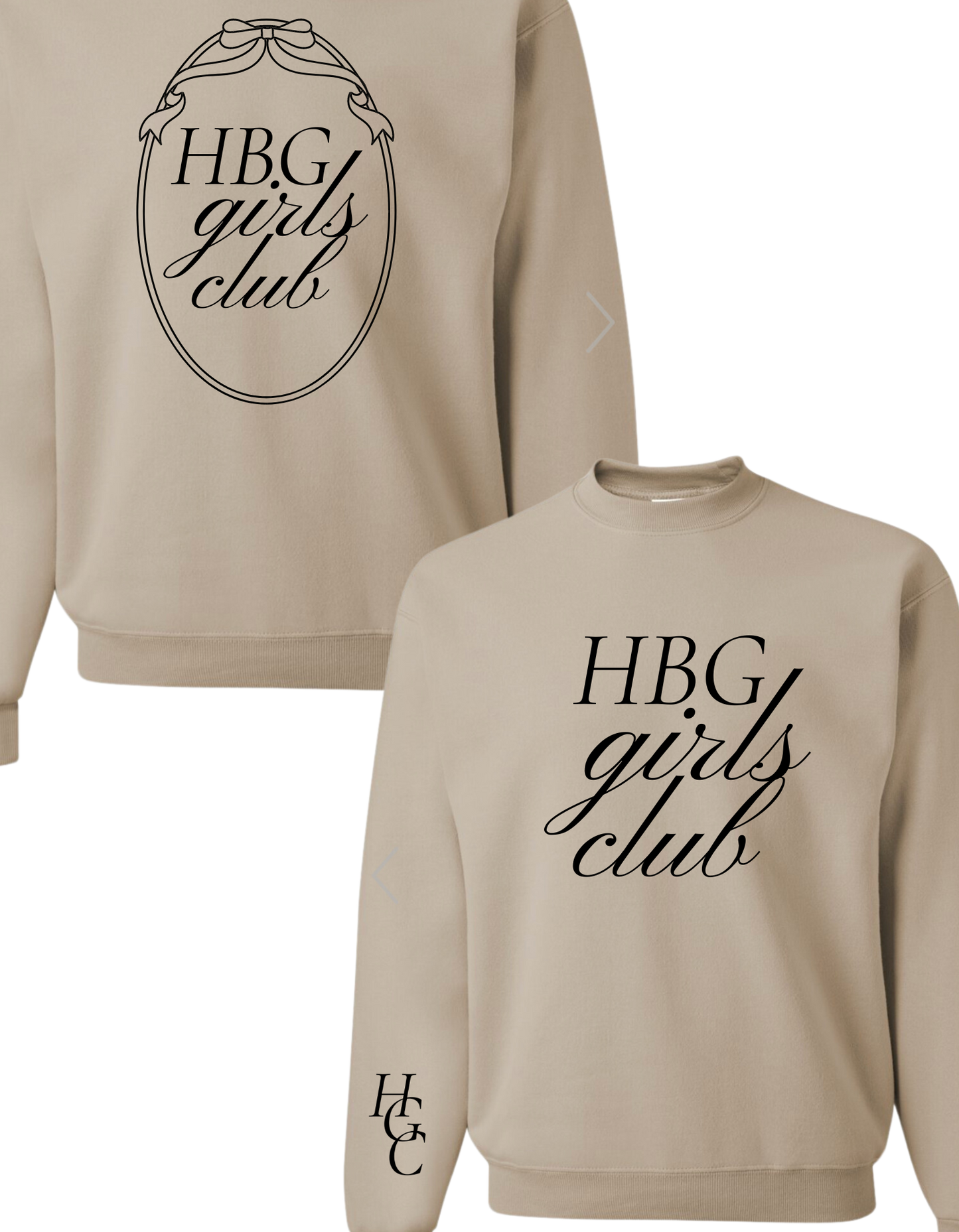 HBG girls club bow sweatshirt