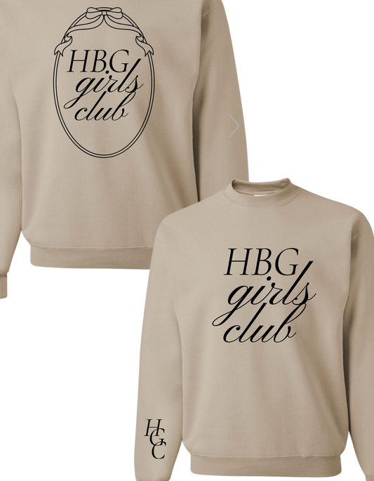 HBG girls club bow sweatshirt