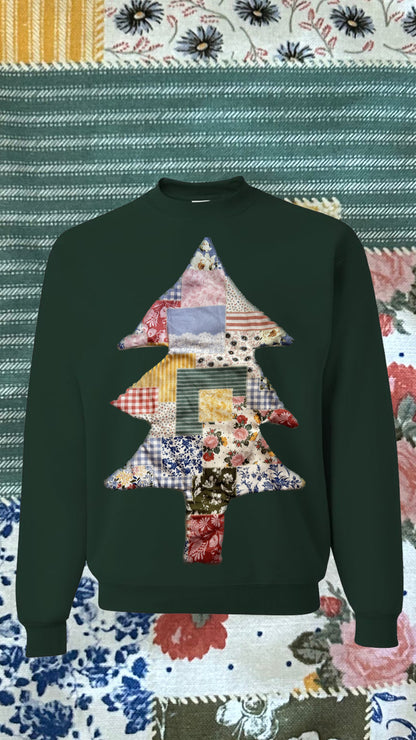 Blue christmas tree crewneck